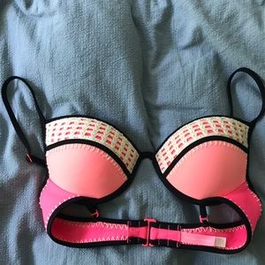 Crochet color block bath suit top